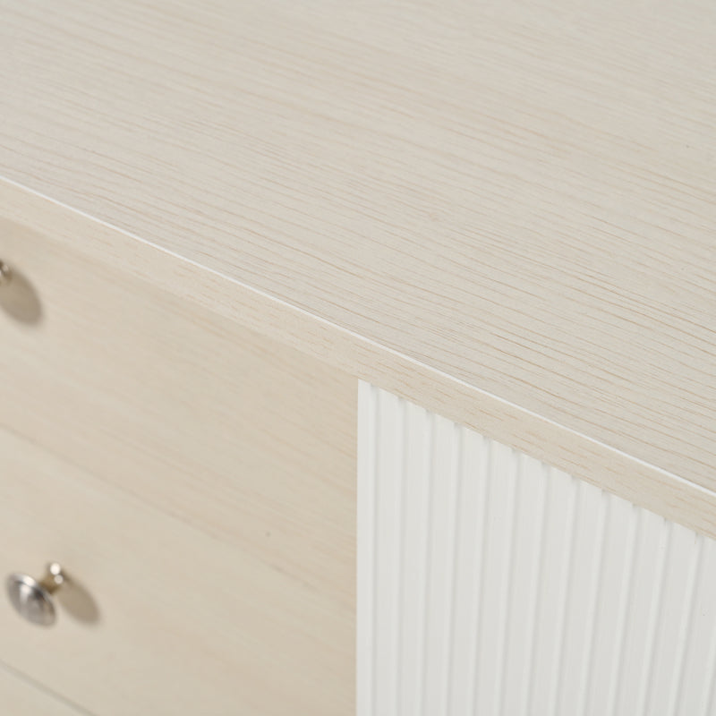 Sideboard mit drei Schubladen, exquisite Maserung. Sideboard für Schlafzimmer und Wohnzimmer, Moderne Holzfarbe-Sideboard mit Stauraumregalen. L117,5 cm