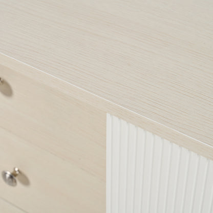 Sideboard mit drei Schubladen, exquisite Maserung. Sideboard für Schlafzimmer und Wohnzimmer, Moderne Holzfarbe-Sideboard mit Stauraumregalen. L117,5 cm
