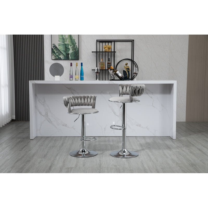 COOLMORE 360 Grad drehbare Barhocker 2 Stück Set höhenverstellbare Stühle mit Fußstütze für Küche, Esszimmer, Insel, Bar, Weinkeller, Büro, Wohnzimmer, Wohnzimmer, Silber, Modern Style, High-End Style