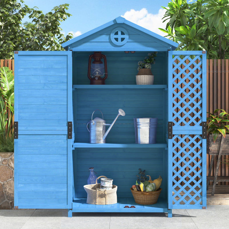 Outdoor Holz Gartenmöbel Aufbewahrungsschuppen, Werkzeughaus für Garten, Terrasse, verblassungsfrei, wetterfest, wartungsfrei, umweltfreundlich, sicher und geschützt, blau