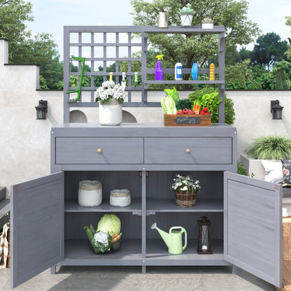 Holz Gartenschrank,Gartenschrank mit Regalen  Outdoor Schrank, Gartenschrank Geräteschuppen Terrassenschrank, Balkonschrank, Gerätehaus, Garten Möbel, Grün