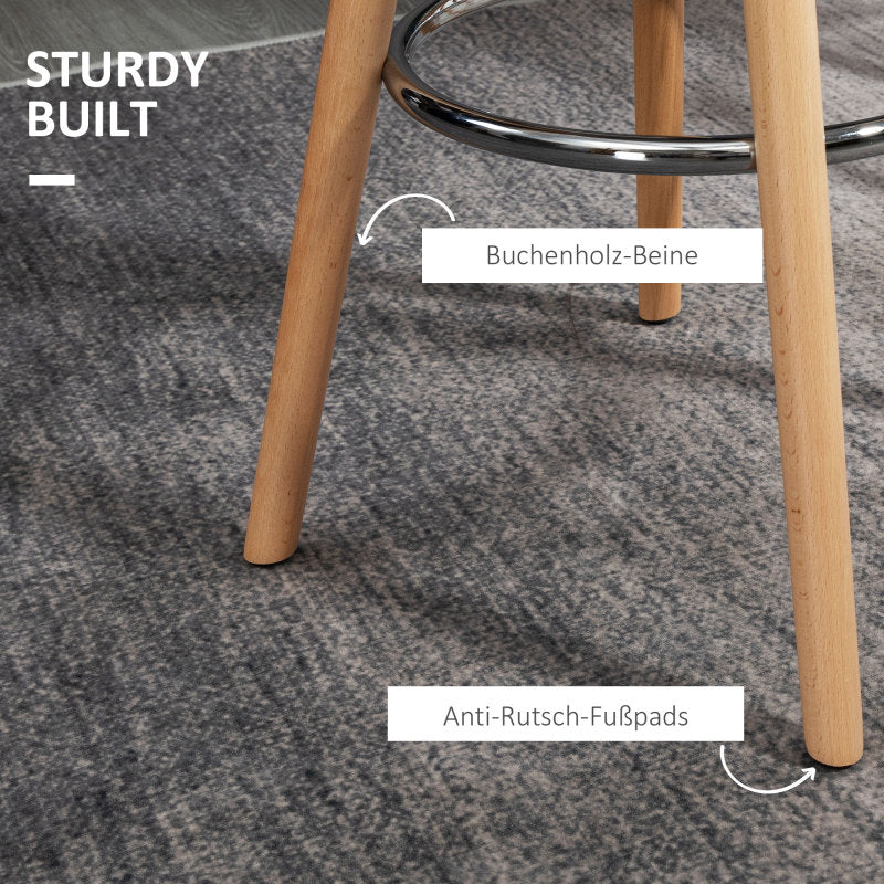 2er-Set Barhocker Küchenhocker Barstuhl mit Fußstützen Kunstleder Weiß