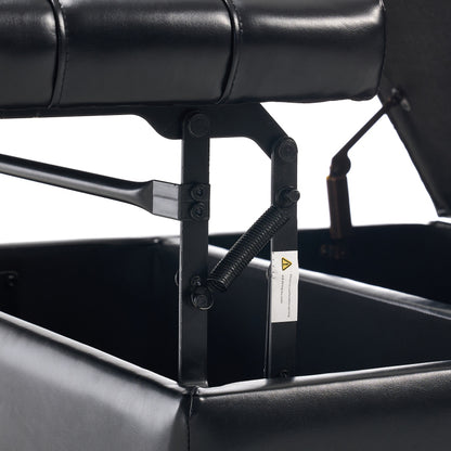 Großer quadratischer Aufbewahrungsstuhl, anhebbare Bank mit Stauraum, geeignet für Wohnzimmer Schlafzimmer Arbeitszimmer gepolsterte Aufbewahrungsbox(Black PU)