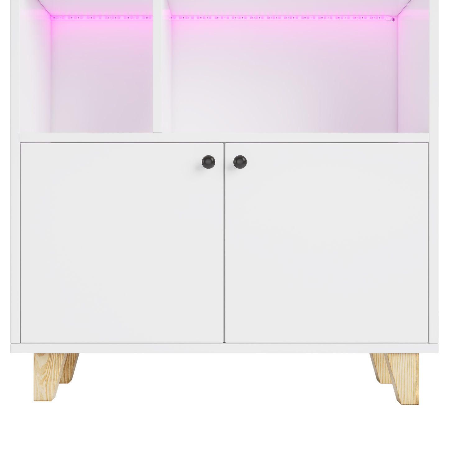 Bücherregal, LED-Farbwechsel-Ambientelicht, Fernbedienung, einfache Form,weiß