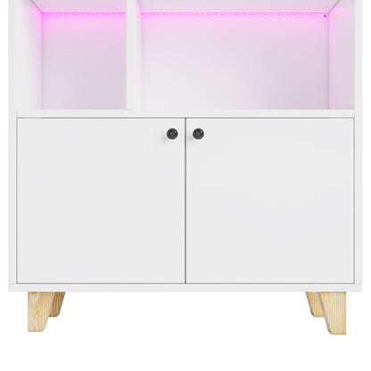 Bücherregal, LED-Farbwechsel-Ambientelicht, Fernbedienung, einfache Form,weiß