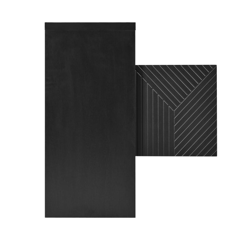 Kommode / Sideboard / Flurschrank mit 2 offenen Fächern und 4 Türen, Schwarz