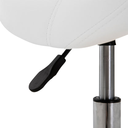 Rollhocker Drehhocker höhenverstellbar Sattelhocker gepolstert in Weiß für Büro & Zuhause