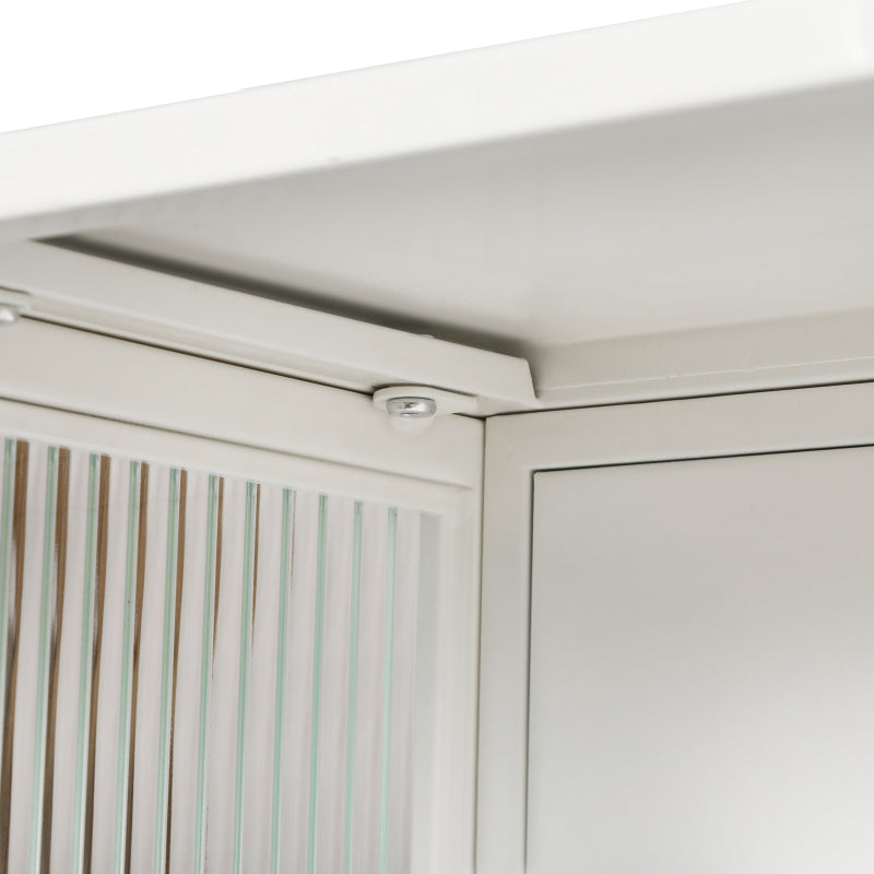 70CM Glastüren Moderner zweitüriger Wandschrank mit dreistufiger Lagerung für Eingangsbereich Wohnzimmer Badezimmer Esszimmer(White)