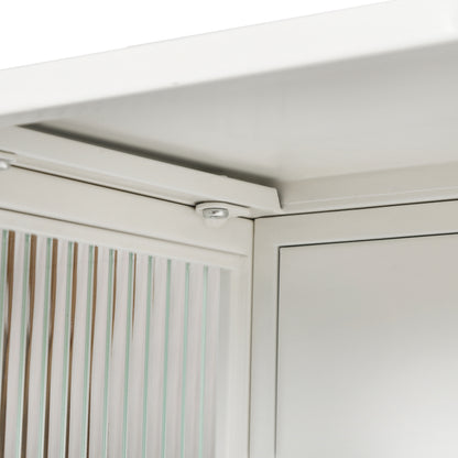 70CM Glastüren Moderner zweitüriger Wandschrank mit dreistufiger Lagerung für Eingangsbereich Wohnzimmer Badezimmer Esszimmer(White)
