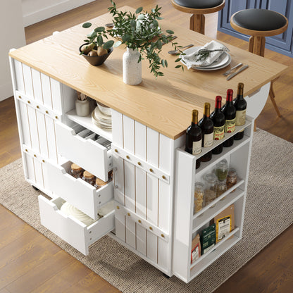 Küchenschrank, Servierwagen mit Holzmaserung, Küchenwagen mit rollen und arbeitsplatte, Küchenwagen mit Gewürzregal und Handtuchhalter, Kücheninsel mit Schiebetüren und Schubladen, weiß