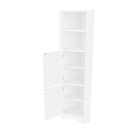Dreieckiger Badezimmerschrank, feuchtigkeitsbeständiger Lack, zwei offene Ablagefächer, zwei Schranktüren, verstellbare Trennwände, einfache Form, weiß