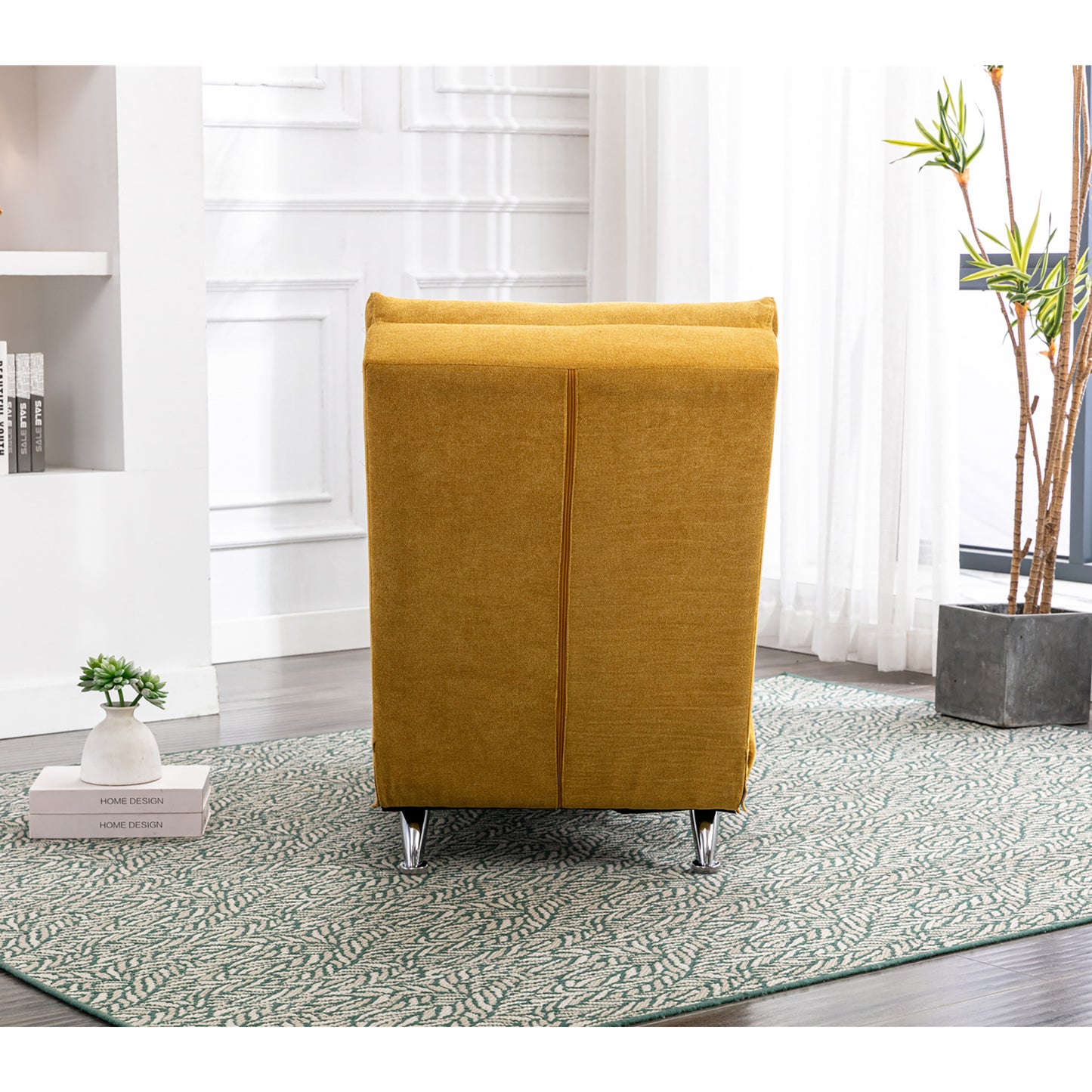 Entspannungsliege Polstersessel Liegesofa mit Vibrationsfunktion Ganzkörper Unterstützung Seitentaschen modernes Design Wohnzimmer Senfgelb