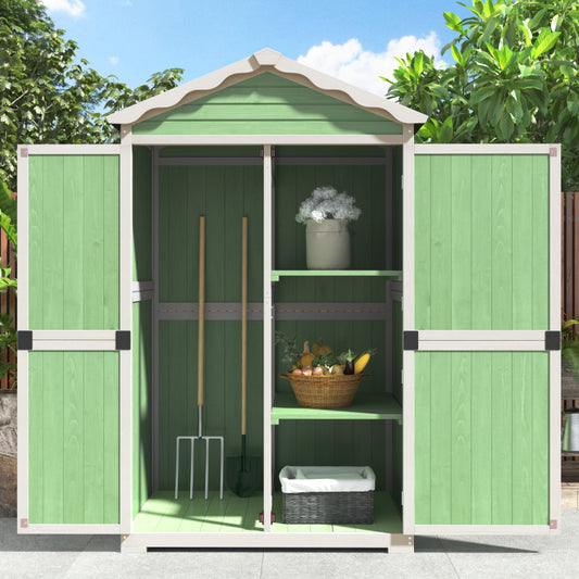 Outdoor Holz Gartenmöbel Aufbewahrungsschuppen, Werkzeughaus für Garten, Terrasse, verblassungsfrei, wetterfest, sicher und geschützt, wartungsfrei, umweltfreundlich, grün