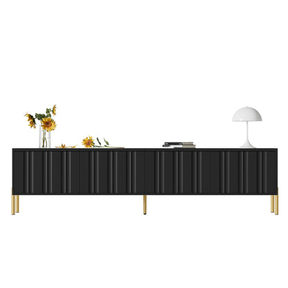Schwarzes TV-Schrank, 190 cm(L) x 38 cm(W) x 48 cm(H), goldene Tischbeine