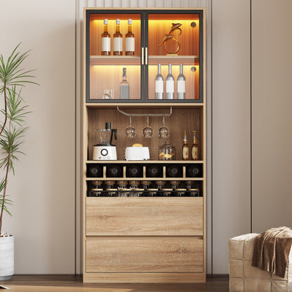 Badezimmerschrank,Spirituosenschrank,Vitrine Vitrinenschrank mit Glastüren und Beleuchtung 180 CM