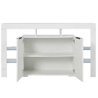 Hochglanz-LED-Sideboard, Küchenschrank, Schrank, Buffet-Aufbewahrung, Servertisch mit LED-Leuchten, Hochglanz-Buffetschrank mit 4 Glasböden und 2 Tür, Vitrine für Wohnzimmer, Eingangsbereich