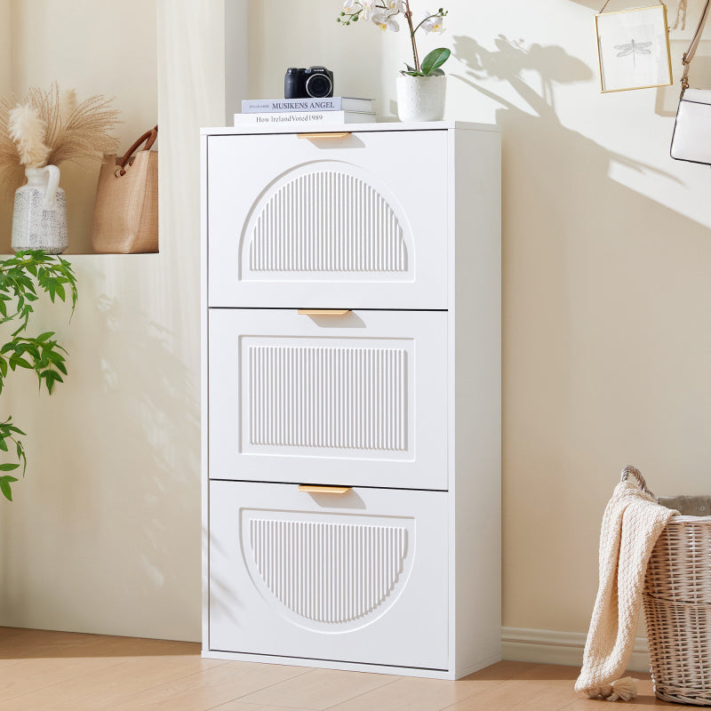 Schuhkipper Schmal mit 3 Klappen, Schuhschrank, Schuhschrank  Schuhkommode für Flur Wohnzimmer ,Weiß