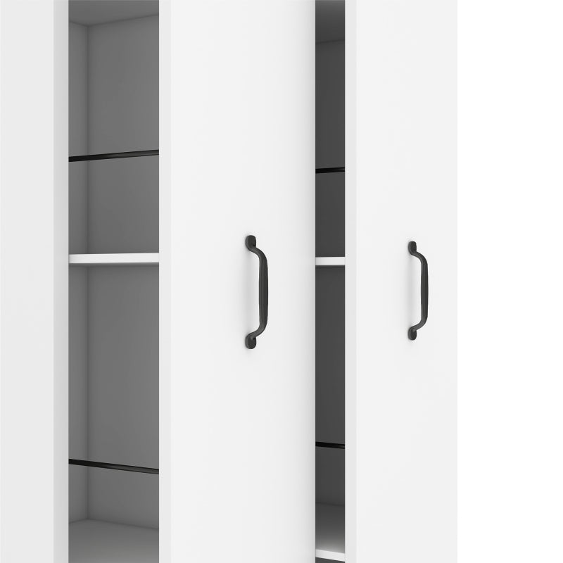 Erweiterbares Bücherregal mit Rollen – 4 Ebenen, Links und rechts austauschbar, MDF, 20 kg Tragkraft pro Ebene, leise Lenkrollen, weiß