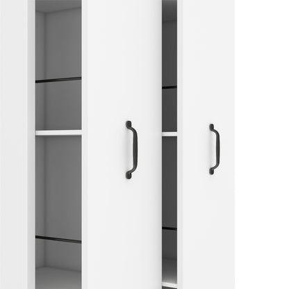 Erweiterbares Bücherregal mit Rollen – 4 Ebenen, Links und rechts austauschbar, MDF, 20 kg Tragkraft pro Ebene, leise Lenkrollen, weiß