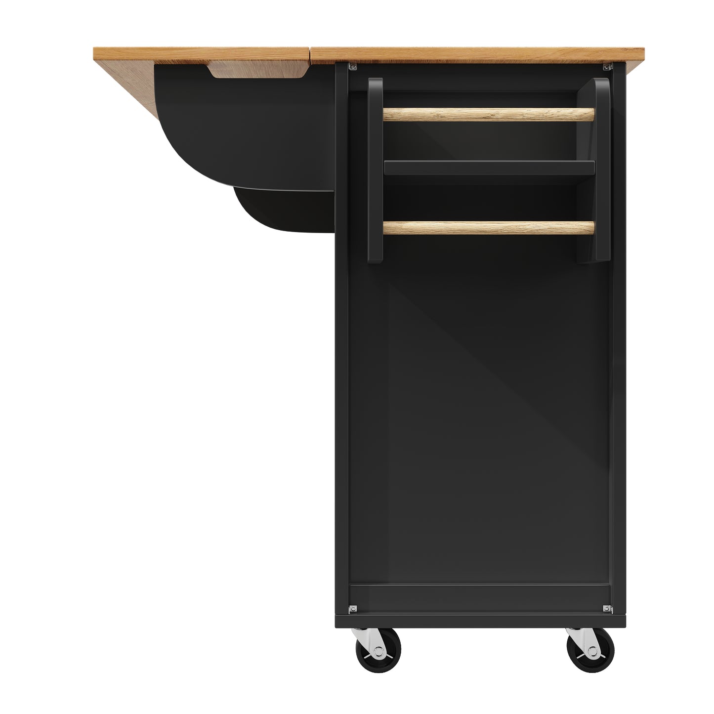 Kücheninsel Buffetschrank 120x73x92cm Küchenwagen klappbare Arbeitsplatte Handtuchhalter Gewürzregal Weinregal verstellbare Böden Küchenschrank Schwarz