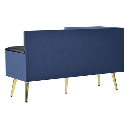 Moderne luxuriöse Schuhtruhe in Blau mit Stauraum, gepolsterter Sitzbank und Rückenlehne, Perfekt für den Eingangsbereich