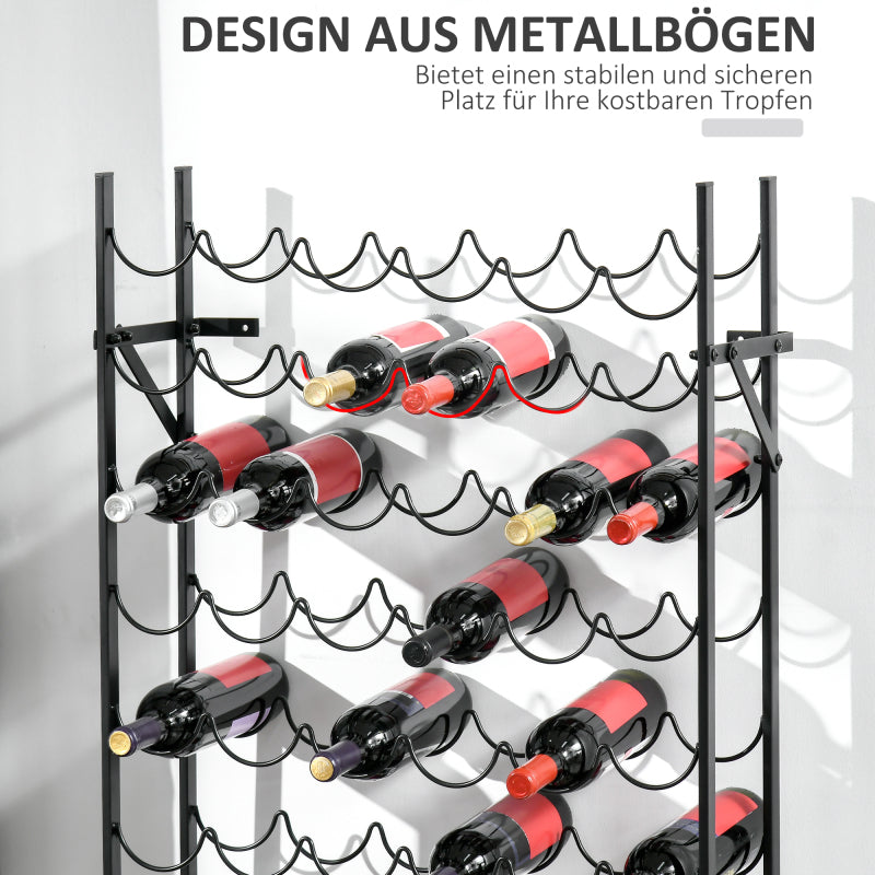 Weinregal für 60 Flaschen, wandmontierbares Flaschenregal aus Metall, eleganter Weinständer in Schwarz für Zuhause