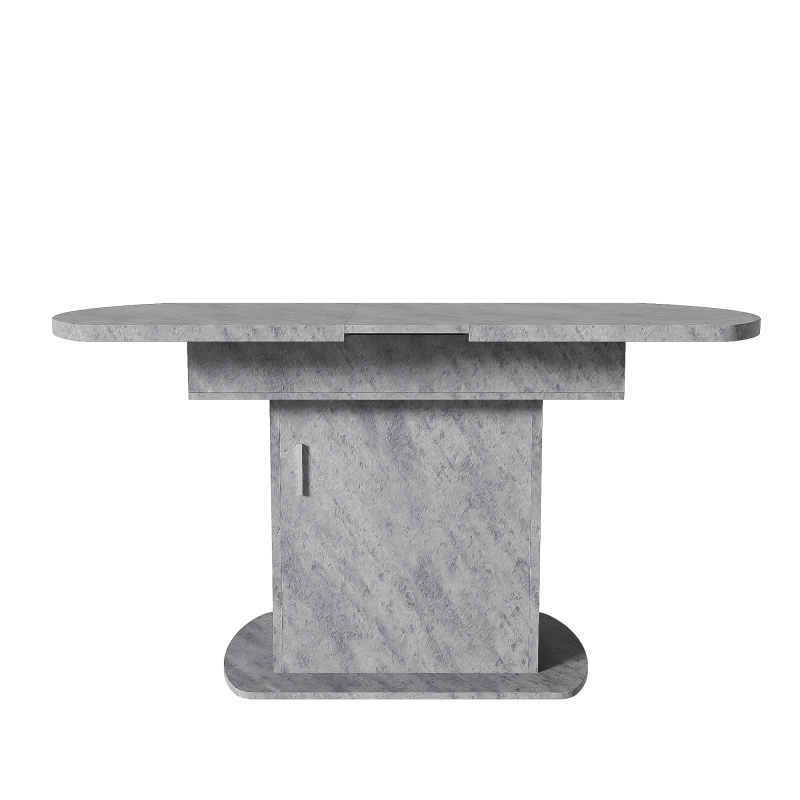 Ausziehbarer ovaler Esstisch, L110/130*W70*H75cm, Betonoptik+silberner Griff