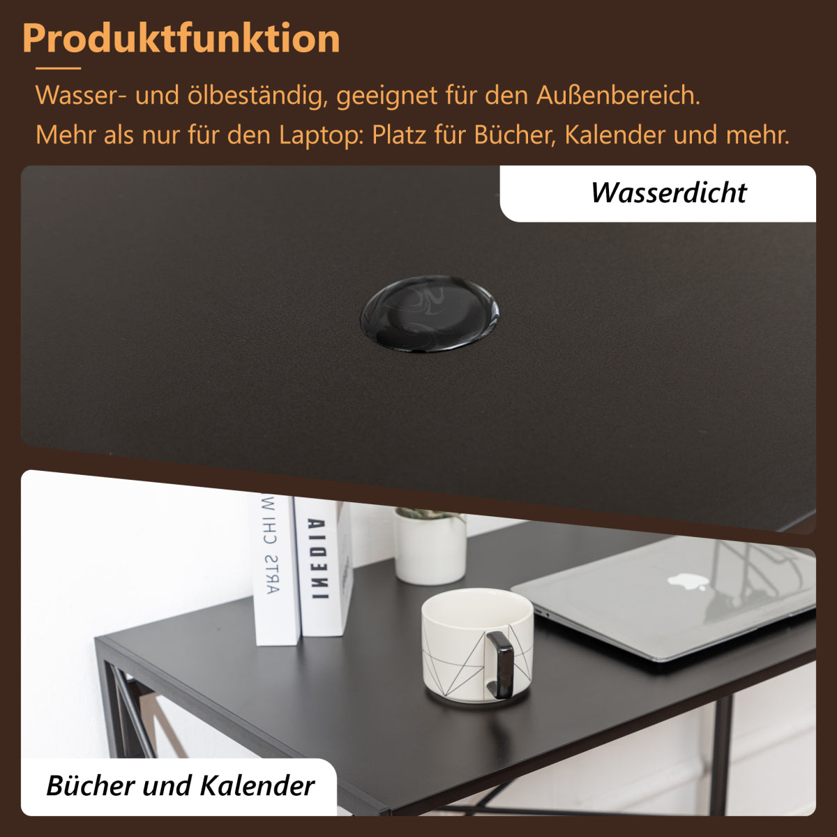 Klappbarer Schreibtisch 99x50cm – Computertisch Faltbar & Platzsparend in 8 Sek. Montiert, MDF Holzoptik für Home Office & Büro, Schwarz