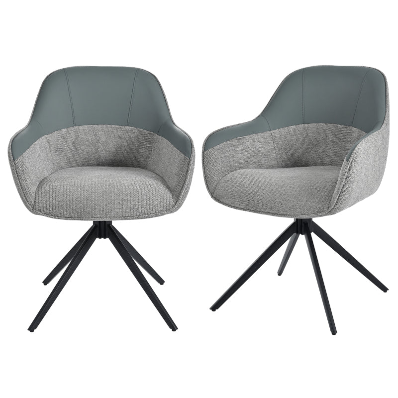 2 Drehbare Stühle mit Kunstleder-Stoff-Kombination, perfekt für Küche und Esszimmer, Grau