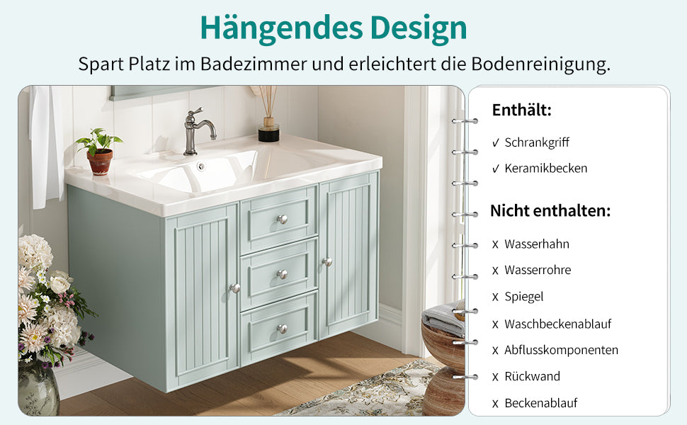 Badezimmerschrank mit waschbecken,Grün