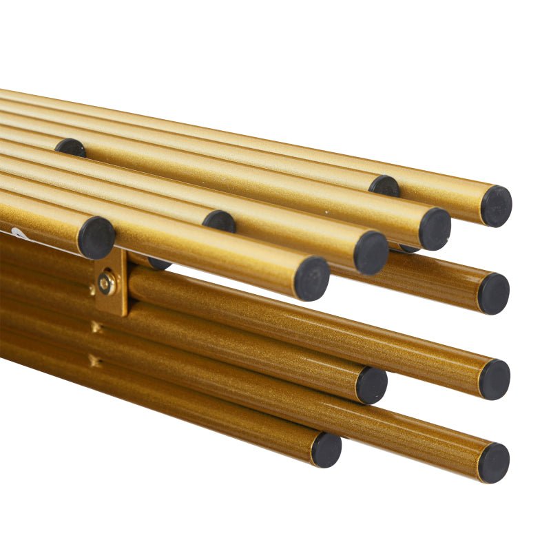Mid-Century Modern Wohnzimmer Beistelltisch, Konsolentisch, Schwarzer Korpus mit goldenen Beinen, Doppelschicht MDF, Belastbarkeit bis 40 kg