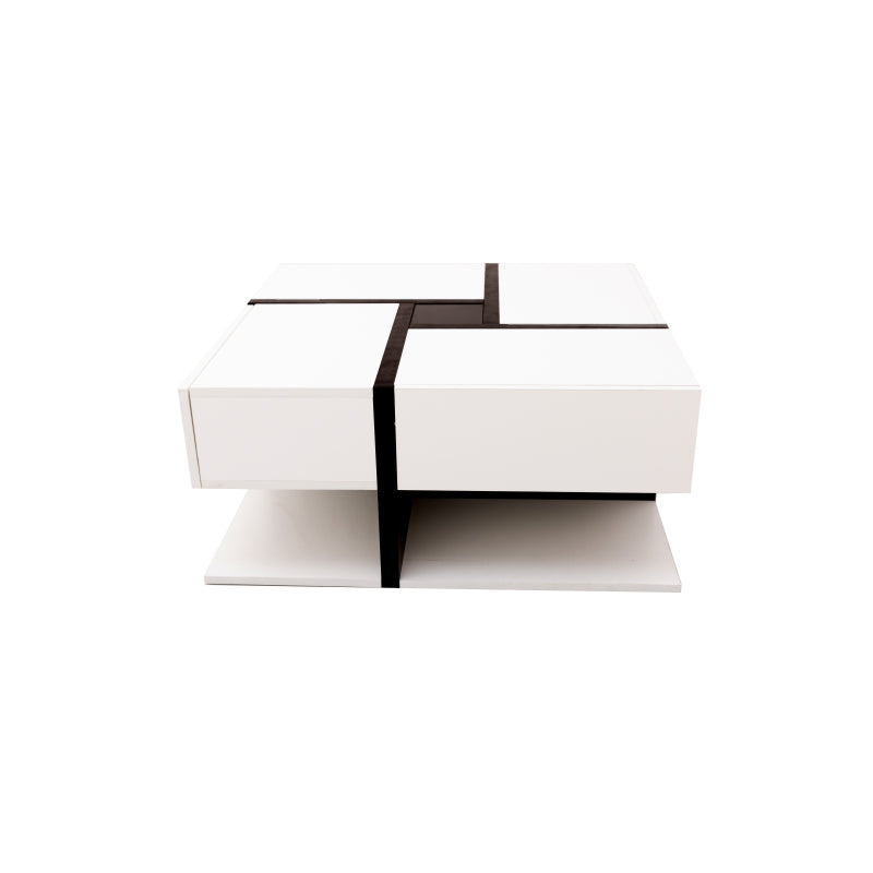 Hochglanz-Couchtisch, Tisch mit 4 Schubladen, einzigartige Farbabstimmung und Liniendesign, Stauraum unten. 78*78*36cm