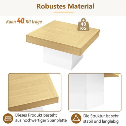 Kreativer LED-Couchtisch in Pilzform, 70x70x40 cm – Stilvoller, quadratischer Beistelltisch, 30 kg Tragkraft, modernes Design für Wohnzimmer