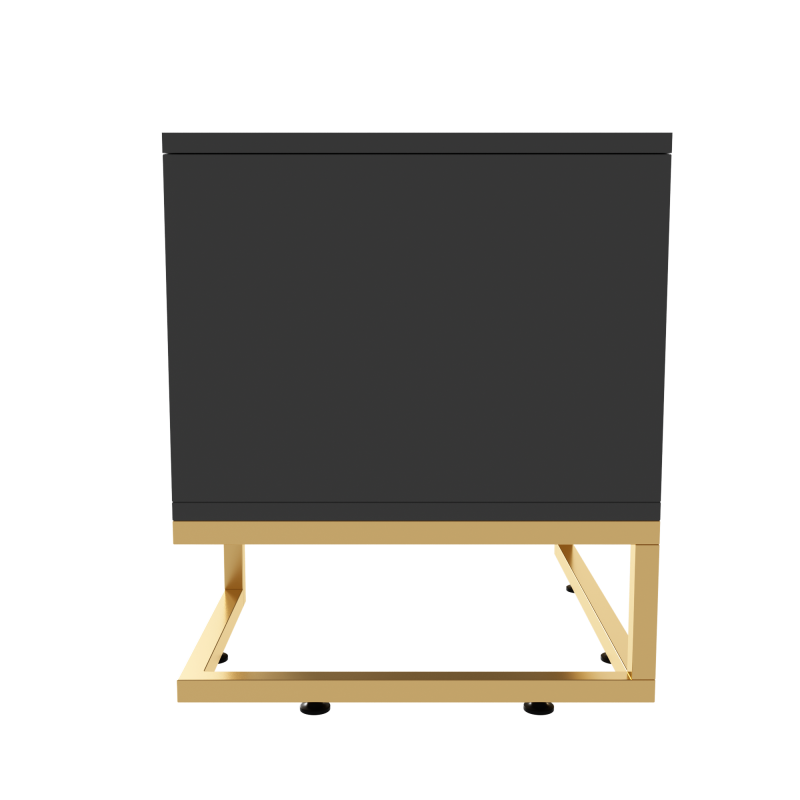 TV-Schrank,lowboard mit strukturierter Tür, TV-Möbel, goldenen Griffen und goldenen Füßen.