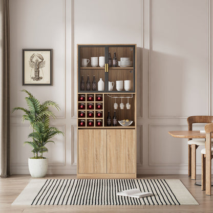 Badezimmerschrank,Spirituosenschrank,Vitrine Vitrinenschrank mit Glastüren und Beleuchtung 180 CM