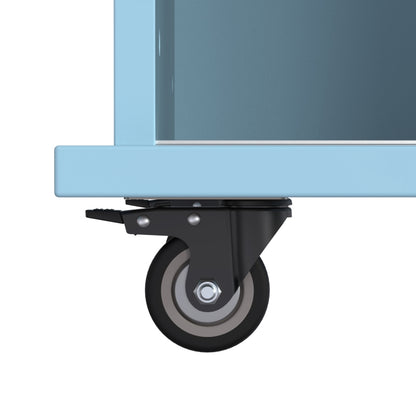 Esswagen/Anrichte, 112x40(70)x94 cm, Blau, Klappbare Massivholzoptik-Arbeitsplatte, mit Ablagetür, Rollen & Auswechselbaren Massivholzfüßen, für Küche & Esszimmer