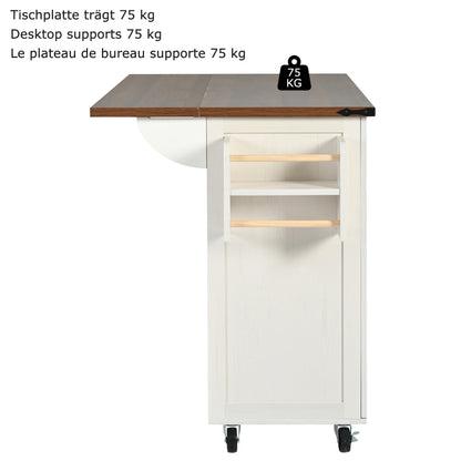 Kücheninsel, Servierwagen mit ausziehbarer Arbeitsplatte, Küchenschrank,Küchentrolley,Kücheninselwagen,Speisewagen mit vier Türen und zwei Schubladen,Speisewagen mit Holzmaserung