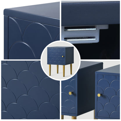 2er Set Nachttisch,Nachtschrank Beistelltisch,Marineblau, Sofatisch passend zu jedem Bett & Schlafzimmer - H50/B35/T35 cm