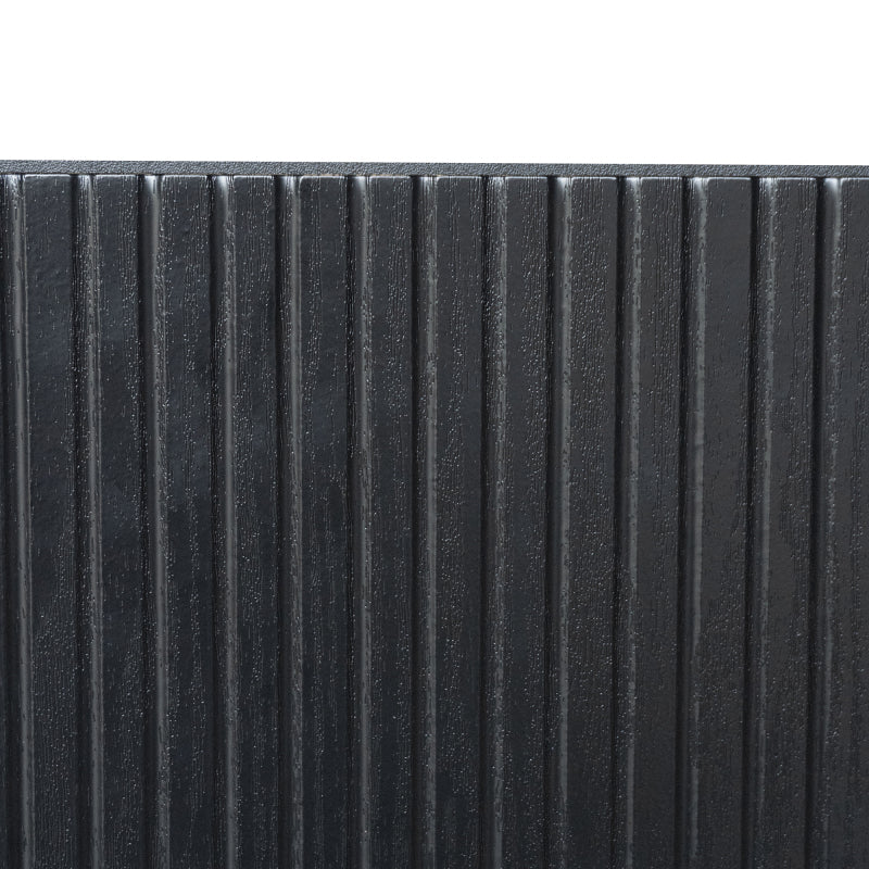 120 cm Schwarzer und Holzfarbener Sideboard - Moderner Stil, Zwei Türen und Drei Schubladen