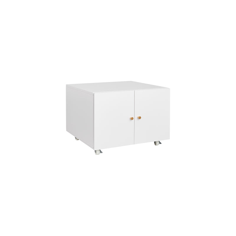 Metal Printer Stand with Storage Mobile Printer Tables for Small Spaces with Door Adjustable Shelf File Cabinet on Wheels for Home Office (White)