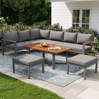 Gartenlounge-Set für 7-8 Personen, Gartenmöbel, Gartenmöbel Set für Garten, Balkon, Terrasse, wetterfest Sitzgruppe Essgruppe, Moderne Gartengarnitur,Gartenmöbelset mit Gestell aus verzinktem Eisen