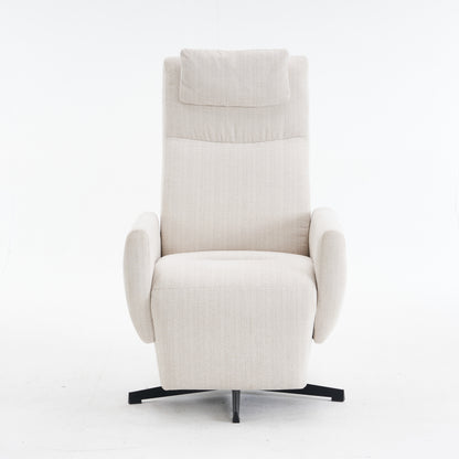 Bequemer Relaxsessel mit Liegefunktion – Chenille Fernsehsessel mit Fußstütze, drehbarer Stillsessel & Loungesessel für Wohnzimmer, modernes Sofa, Beige