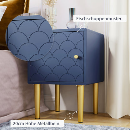 2er Set Nachttisch,Nachtschrank Beistelltisch,Marineblau, Sofatisch passend zu jedem Bett & Schlafzimmer - H50/B35/T35 cm