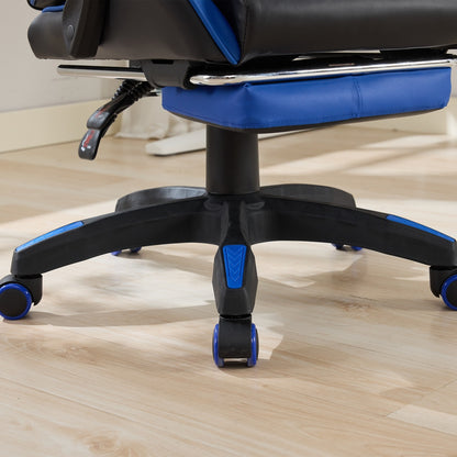 Gaming Stuhl Racing Design, 155° Liegefunktion, Fußstütze, Lendenmassage, Schwarz-Blue