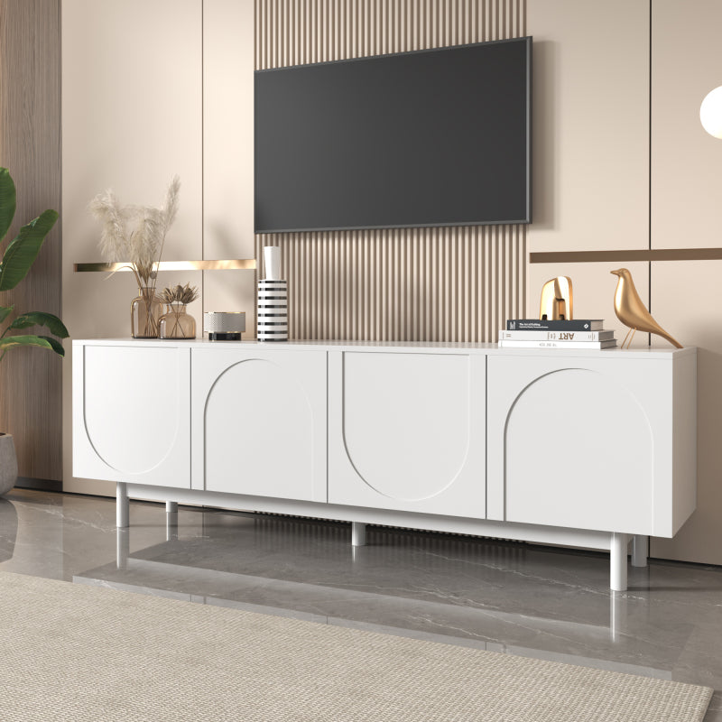 Moderner weiß TV-Schrank – 175 x 38 x 56 cm, verstellbare Einlegeplatten, Leichte Lowboard-TV-Möbel im Luxusstil