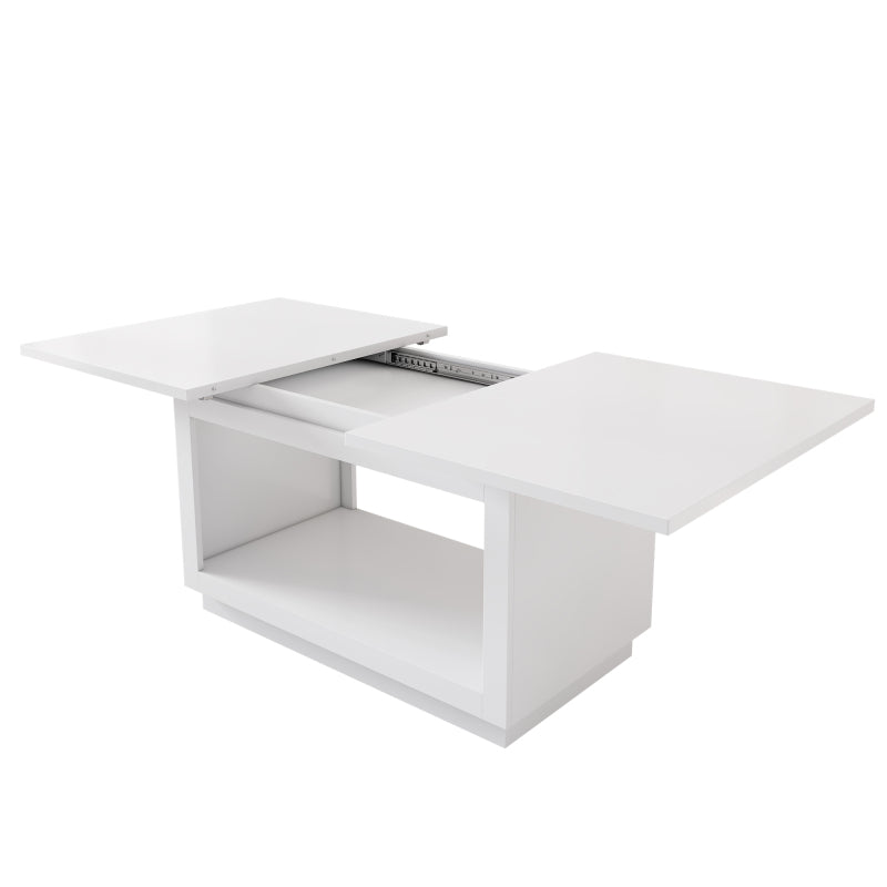 Ausziehbarer Esstisch, quadratischer Esstisch, Couchtisch, Länge 140/180 x Breite 70 x Höhe 76,5 cm, moderner einfacher Esstisch, weiß