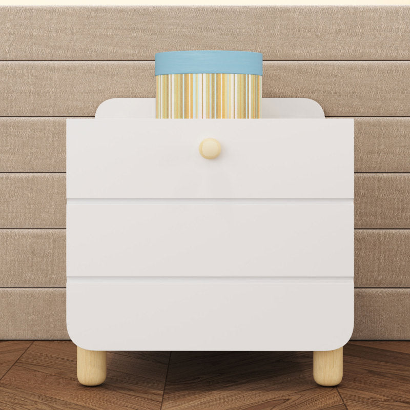 Nachttisch mit 1 Schublade, geräuschlose Auszüge mit Einlegeböden, feine holzfarbene Füße, Stauraum im Wohn- und Schlafzimmer, einzigartiges und minimalistisches Design, Weiß