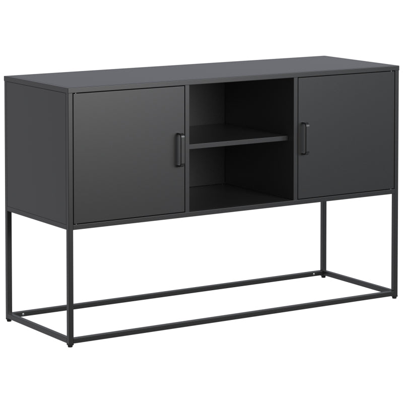Schwarzer Metall-Akzent-Schrank, Sideboard-Buffet und Aufbewahrungs-Schrank-Safe, Robuster Metallbau mit stilvollem Schwarz, H 75 cm × B 120 cm × T 40 cm