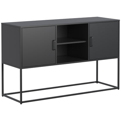 Schwarzer Metall-Akzent-Schrank, Sideboard-Buffet und Aufbewahrungs-Schrank-Safe, Robuster Metallbau mit stilvollem Schwarz, H 75 cm × B 120 cm × T 40 cm