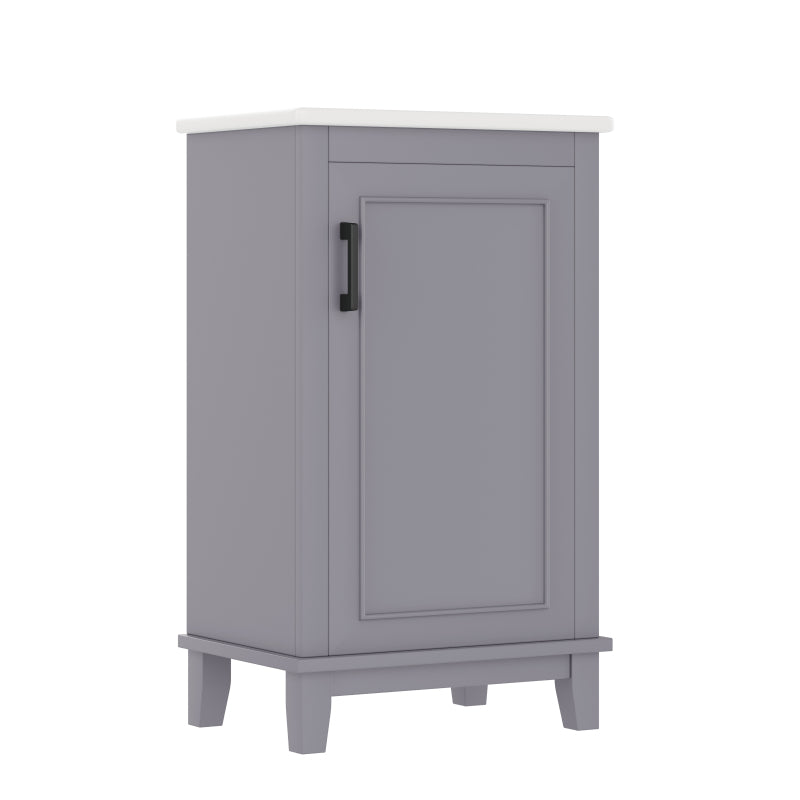 51x34x83cmBodenstehender Badezimmerschrank, Waschtisch, komplett lackiert, Türregale, verstellbare Regale, integriertes Keramikwaschbecken, geeignet für kleine Räume, Grau